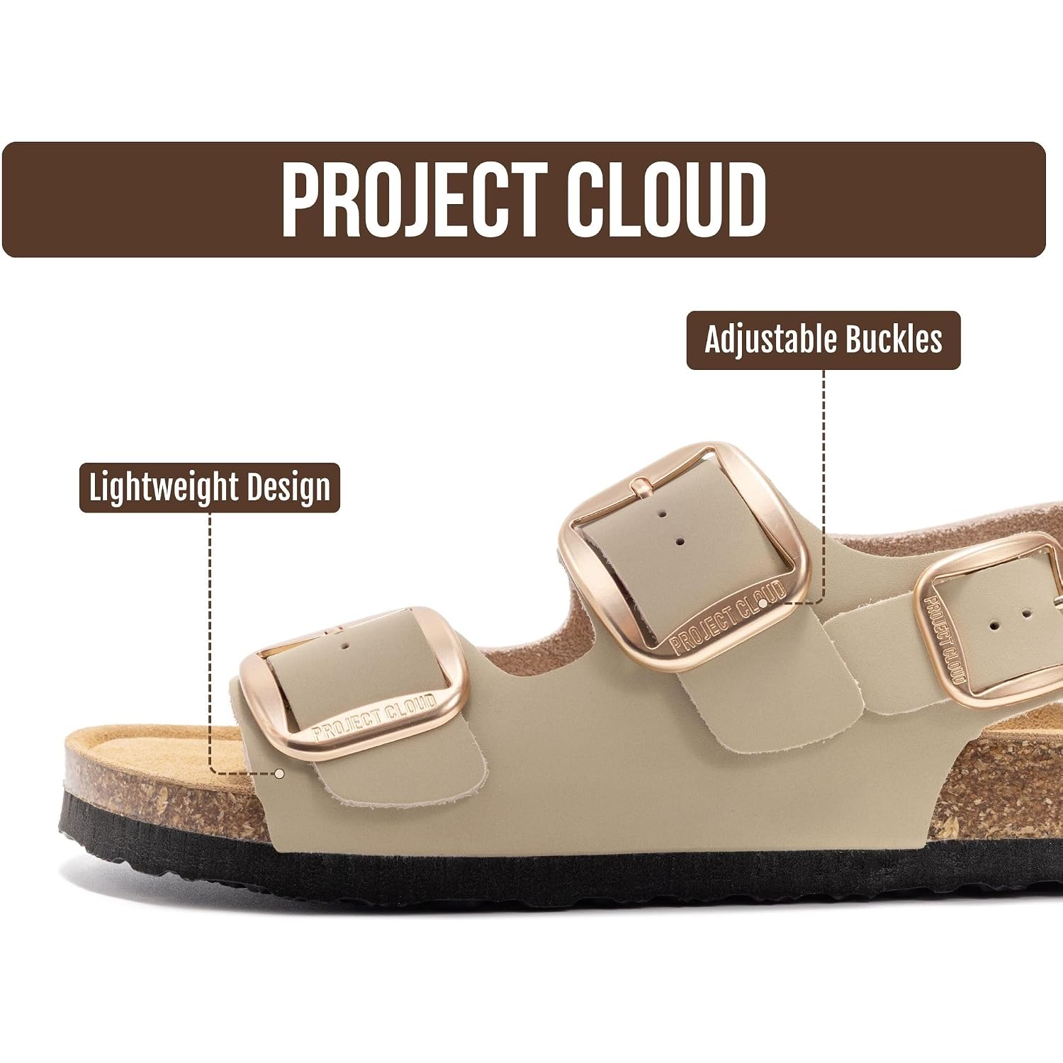 Project Cloud 100% Genuine Leather Beach Sandals For Women 2026 With Lightweight & Comfortable Slides For Women - Non Slip With Memory Foam Slingback Womens Sandals 2026 (Garda)
