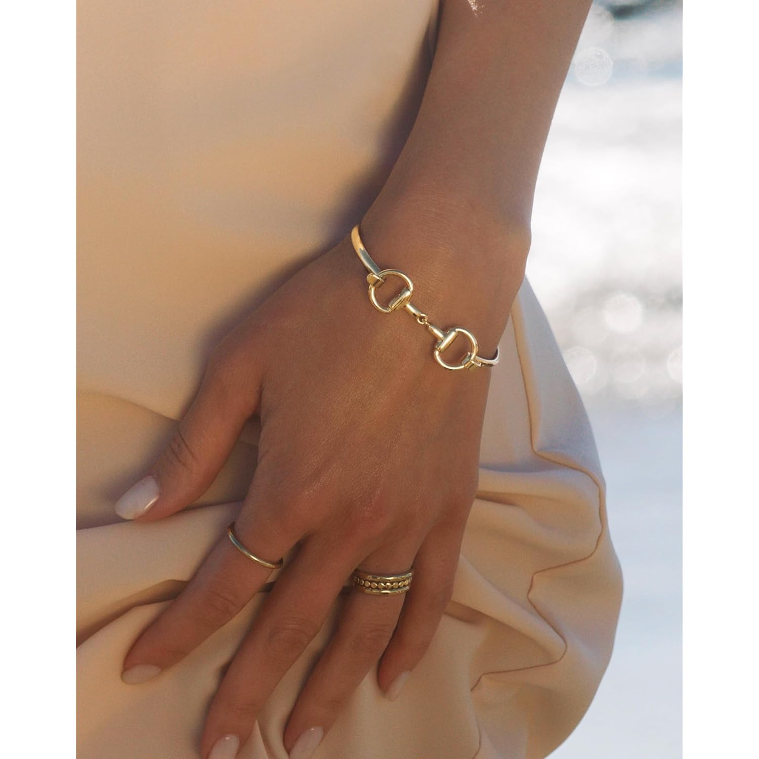 James Michelle Horse Bit Bracelet for Women – 3-Year Color Guarantee – Waterproof, Non-Tarnish, Hypoallergenic, Gold PVD Coated – Great for Beach, Wedding, Gifts