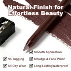 Plum&Brown 2Pcs Gel Eyeliner Pencil,Smudge-Proof Waterproof Long Lasting Plum Eye Liner, High-Pigmented Smooth Creamy Formula For Mature Women, Eyes Makeup Pen Includes Sharpener