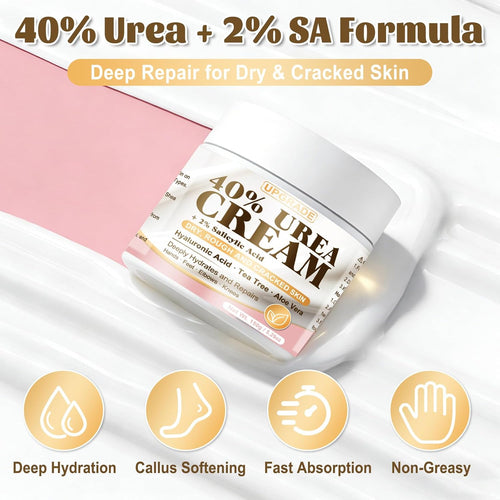 40% Urea Cream for Feet – Maximum Strength Foot Cream for Dry Cracked Heels & Calluses, Deep Softening Heel Repair, Urea Lotion for Body Hydration, Fast-Absorbing Foot Moisturizer for Rough Skin