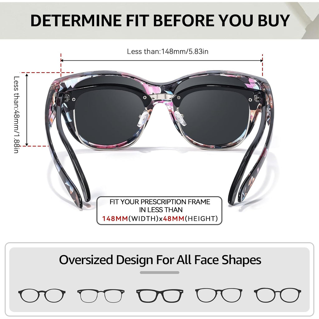 TJUTR Polarized Fit Over Sunglasses for Women, Trendy Sun Glasses Over Prescription Glasses UV400 Protection TS5779