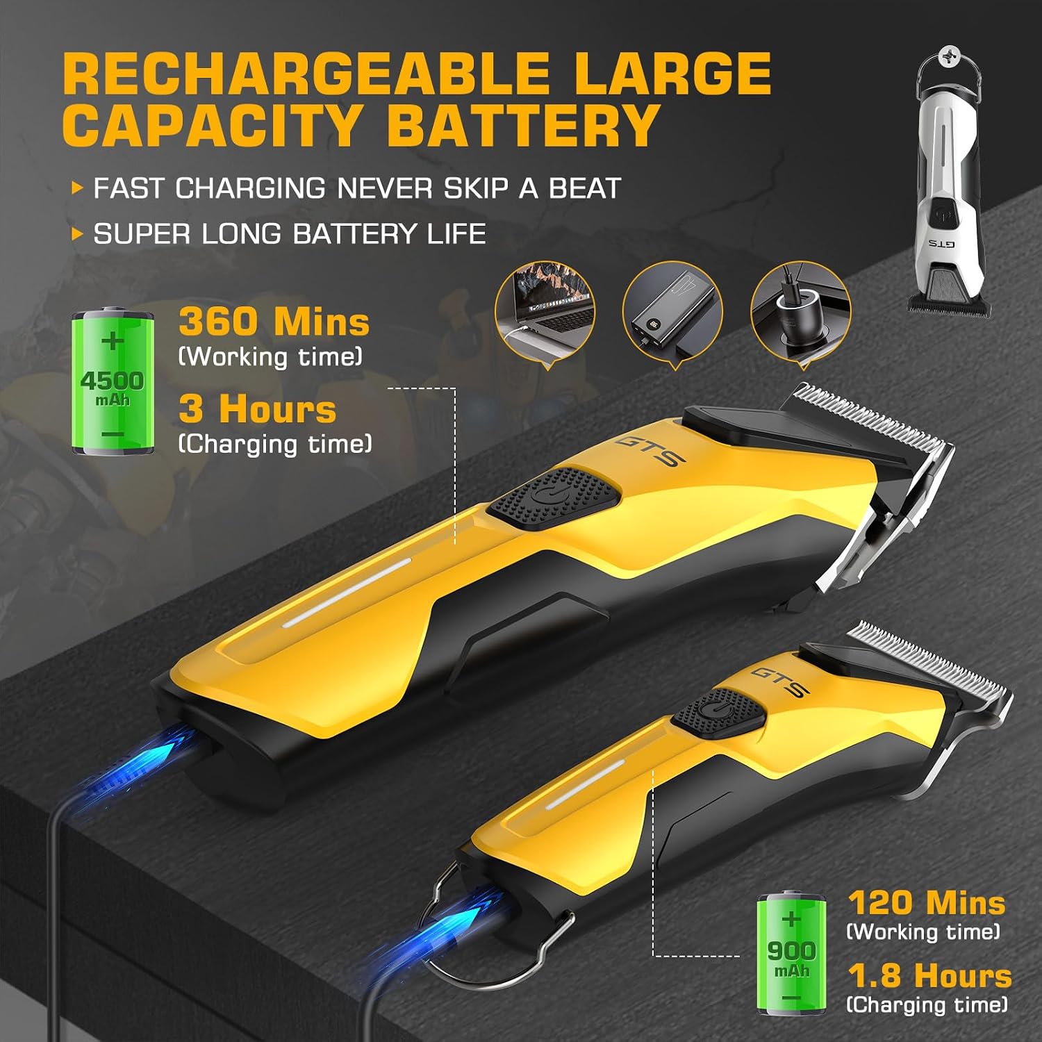 Professional Hair Clippers For Men, Professional Barber Clippers And Trimmer Set, Mens Cordless Hair Clipper For Barbers Haircut Kit Fade Yellow