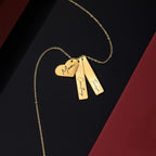 MignonandMignon Custom Name Bar Necklace with Heart Charm | Personalized Engraved Necklace for Women Gold Silver | Mom Necklace with Kids Names Mothers Day Birthday Gift