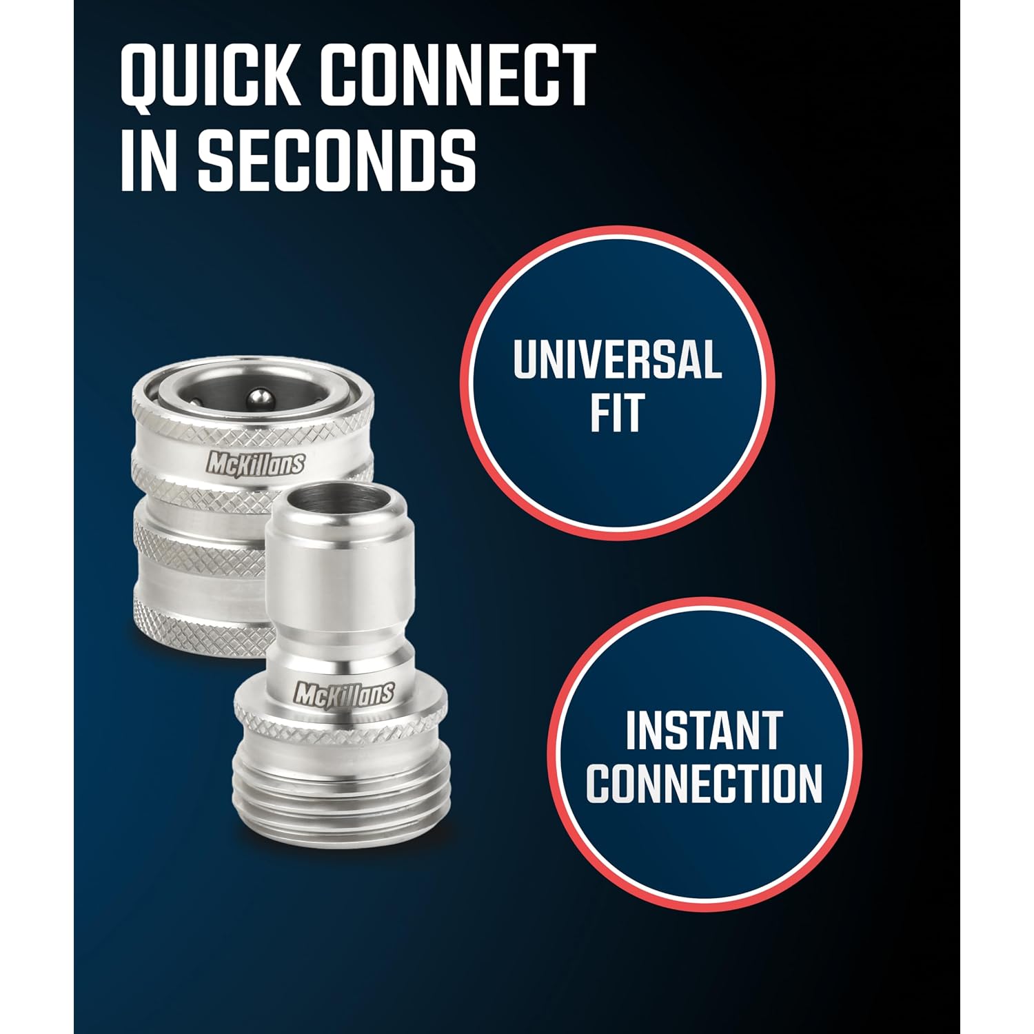 Mckillans® Water Hose Quick Connect [Universal Fit] 3 Pack - Stainless Steel Garden Hose Quick Connector - Durable Garden Hose Fittings - Easy Instant Connection