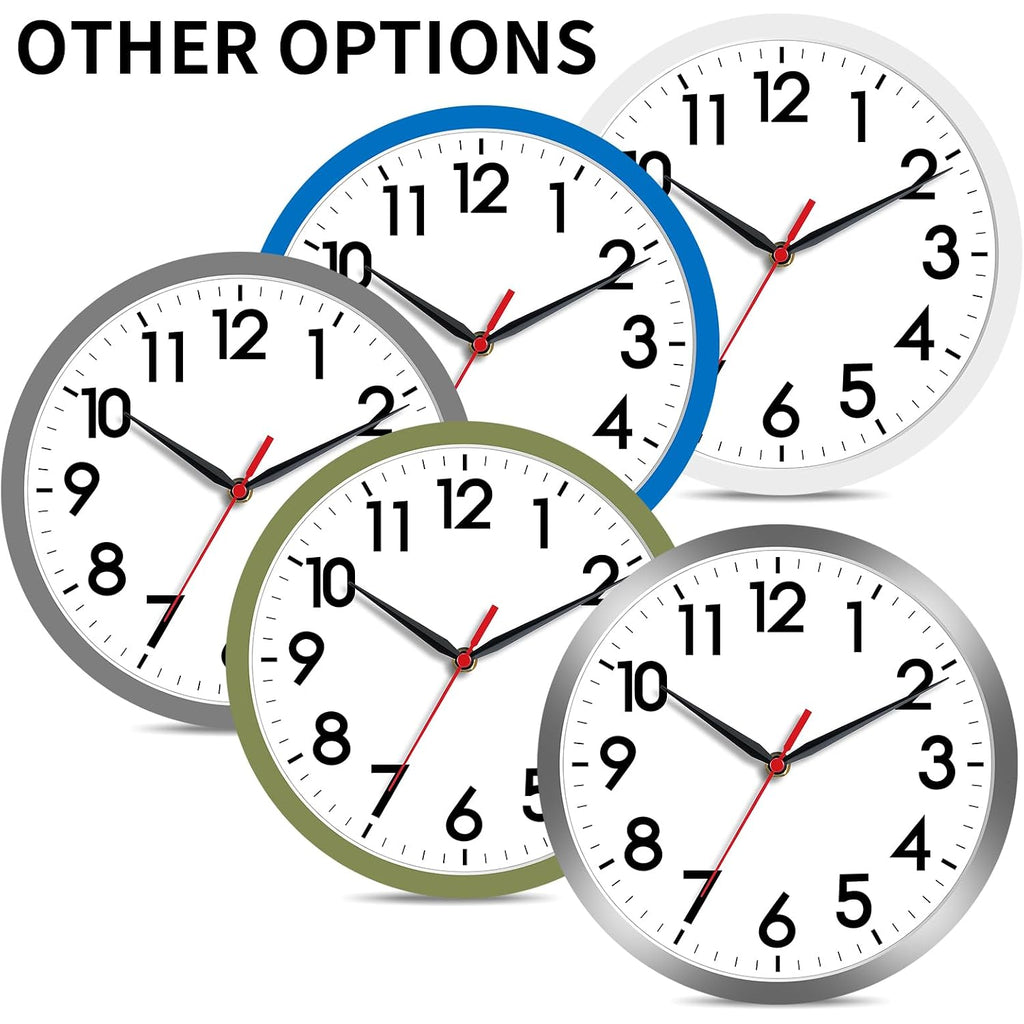 Akcisot 8 Inch Wall Clock, Battery Operated Analog Clock, Silent Non-Ticking, Ideal For Bedroom, Bathroom, Kitchen, Office And School, Black