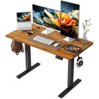 Yihayo Electric Standing Desk, 48 X 24 Inches Stand Up Desk With Splice Board, Adjustable Height Desk, Computer Desk For Home Office, Black Frame/Rustic Brown Top