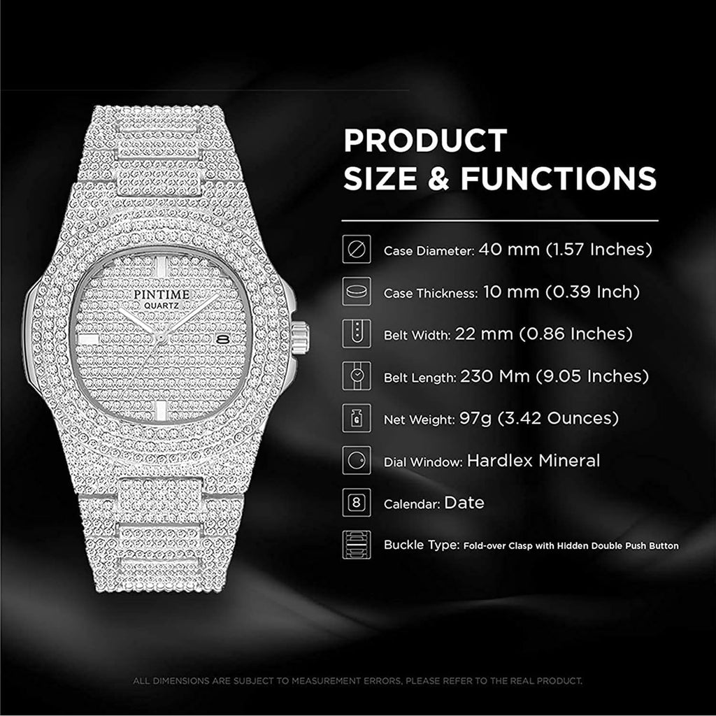 Gosasa Luxury Unisex Crystal Diamond Watches Big Face Women'S Men'S Quartz Watch Gold Silver Rose Gold Stainless Steel Bracelet Band