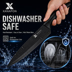 Xanapon Knife Set, 14 Pieces Kitchen Knife Set, High Carbon German Stainless Steel, Dishwasher Safe Cutlery With Built-In Knife Sharpener, Black