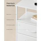 Songmics Bellah Collection - Nightstand With Charging Station And App-Controlled Adjustable Led Lights, Bed Side Table, 2 Drawers And 1 Open Shelf, Modern, Cloud White And Snow White Ulgs302Wh01S