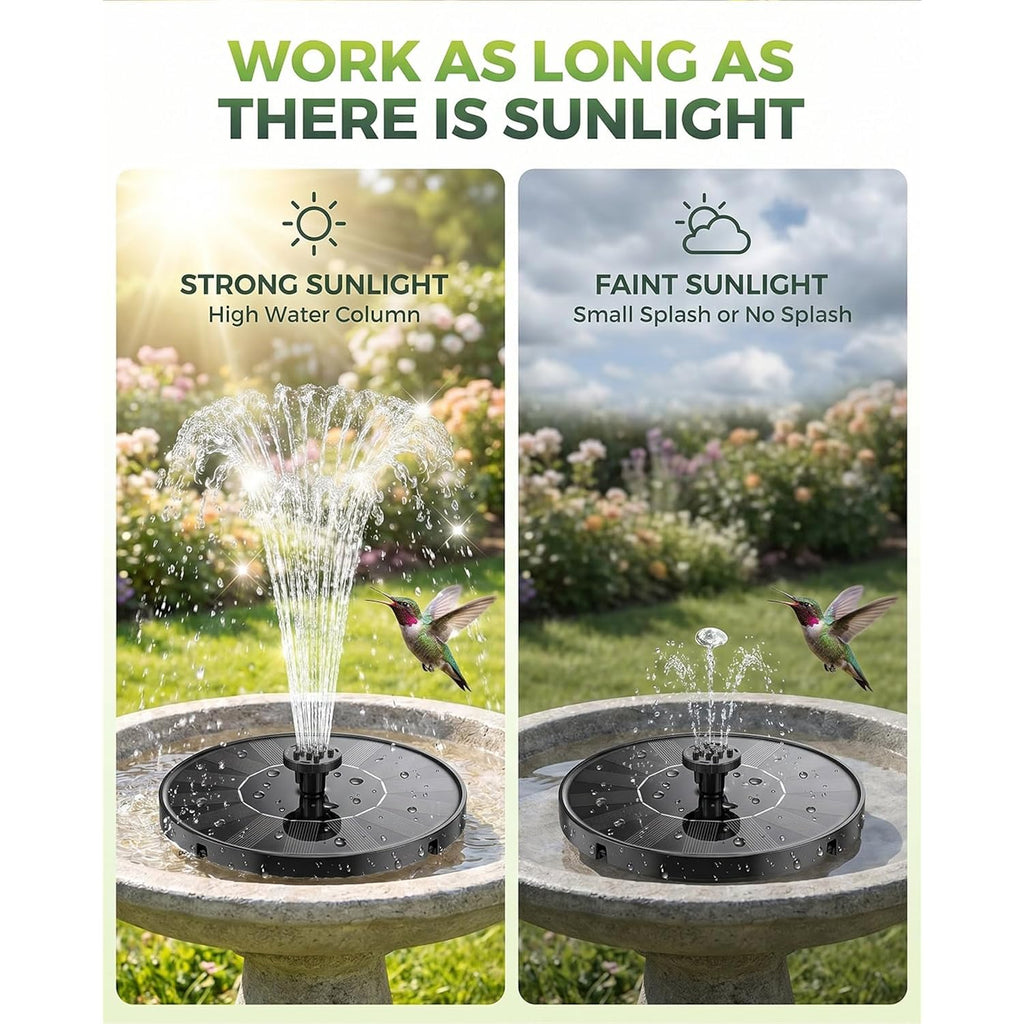 Solar Fountain For Bird Bath, 2026 Upgrade 1.4W Solar Water Fountain Pump With 7 Nozzles, 4 Fixed Pipes, Outdoor Standing Floating Solar Fountain For Garden, Ponds, Pool, Fish Tank, 6.3 Inch