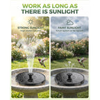 Solar Fountain For Bird Bath, 2026 Upgrade 1.4W Solar Water Fountain Pump With 7 Nozzles, 4 Fixed Pipes, Outdoor Standing Floating Solar Fountain For Garden, Ponds, Pool, Fish Tank, 6.3 Inch
