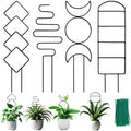 4 Packs Trellis For Climbing Plants Indoor, Henable Small Garden Metal Trellis For Potted Plants Outdoor For Vine Ivy Flower Plant Support, 4 Different Black Iron Patterns