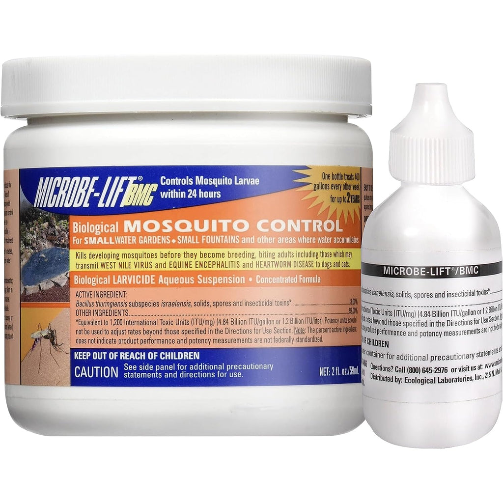 Microbe-Lift Bmc Biological Mosquito Control, Liquid Treatment For Medium-Sized Decorative Water Gardens Up To 2,000 Gallons, Fountains And Ponds, 2 Fluid Ounces