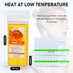 Roll On Wax, Honey Hair Removal Wax Cartridge, Depilatory Wax Roller Refill, 4 Pack - 100% Natural Material, Dermatologically Tested, Easy & Safe to Use, For Body Waxing, Leg and Arms