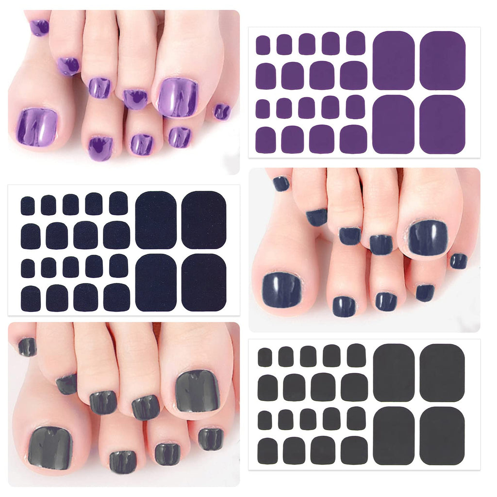 20 Sheets 440 Pcs Black Brown Toenail Polish Stickers for Women Nail Art Wraps - Full Nail Wraps for Toes