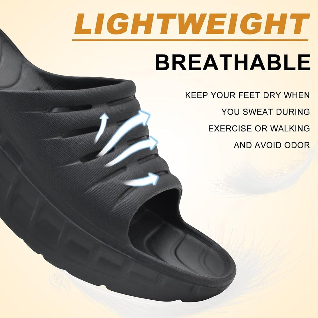 Kuailu Mens Recovery Sandals Orthotic Arch Support Open Toe Sport Slides Thick Cushion Orthopedic Plantar Fasciitis Slip On Wide Width Summer Pool Beach Waterproof