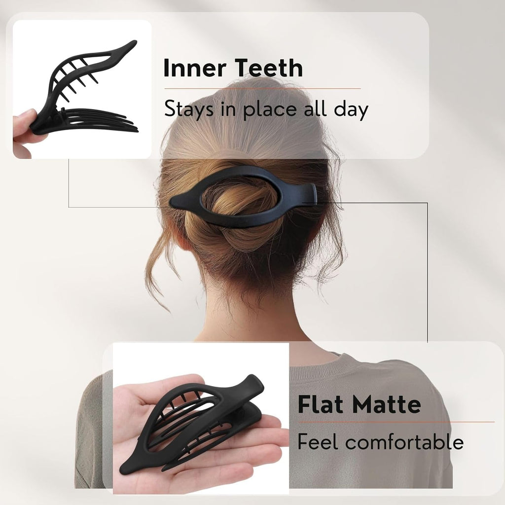 8 Pack Flat Hair Clips For Women,Matte No Crease Flat Claw Clips, Large Strong Hold Barrettes For Thick & Thin Hair, French Duckbill Styling Accessories