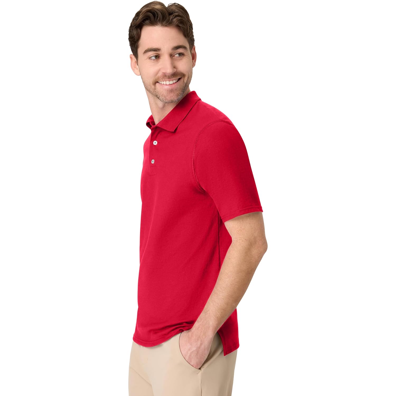 Hanes Mens X-Temp Performance Polo, Cotton Blend Sport Shirt For Men With Odor Control