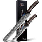 SYOKAMI Brisket Slicing Knife Set, Carving and Boning Knife for Meat & Turkey Cutting, Japanese Style High Carbon Steel Kitchen Knives Set For Home & BBQ, Wood Ergonomic Full Tang Handle, Ideal for Gift