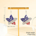 4th of July Independence Day Patriotic Earring for Women American Flag Dangle Earrings Patriotic Red White Blue USA Earring, Pave Crystal Stud