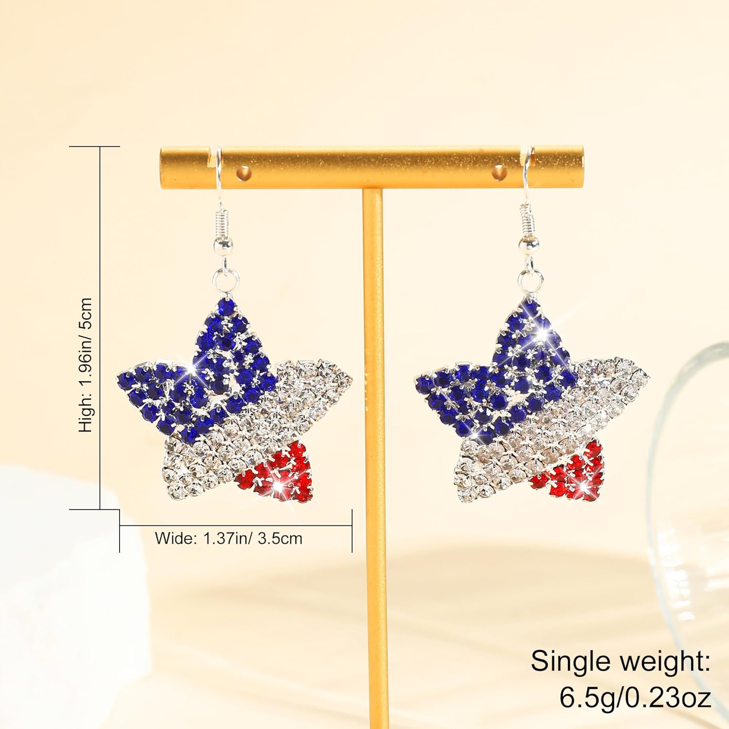 4th of July Independence Day Patriotic Earring for Women American Flag Dangle Earrings Patriotic Red White Blue USA Earring, Pave Crystal Stud