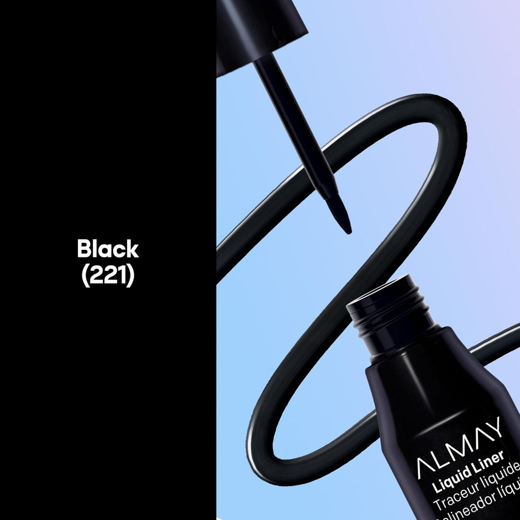 Almay Liquid Eyeliner, Waterproof, Fade-Proof Eye Makeup, Easy-To-Apply Liner Brush (Packaging May Vary), 221 Black