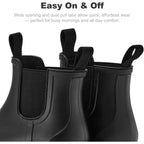 Planone Short Rain Boots for Women Chelsea Fashion Waterproof Ankle Non-Slip Matte Surface Rubber Boots Lightweight Outdoor Garden Shoes Work Booties for Ladies with Arch Support and Removable Comfort Insole