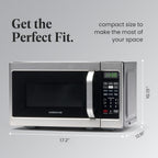 Farberware 0.7 Cu. Ft. Countertop Microwave Oven – 700 Watts Power, Auto Cook Settings, Defrost, Easy Clean and Child Safety Lock - Stainless