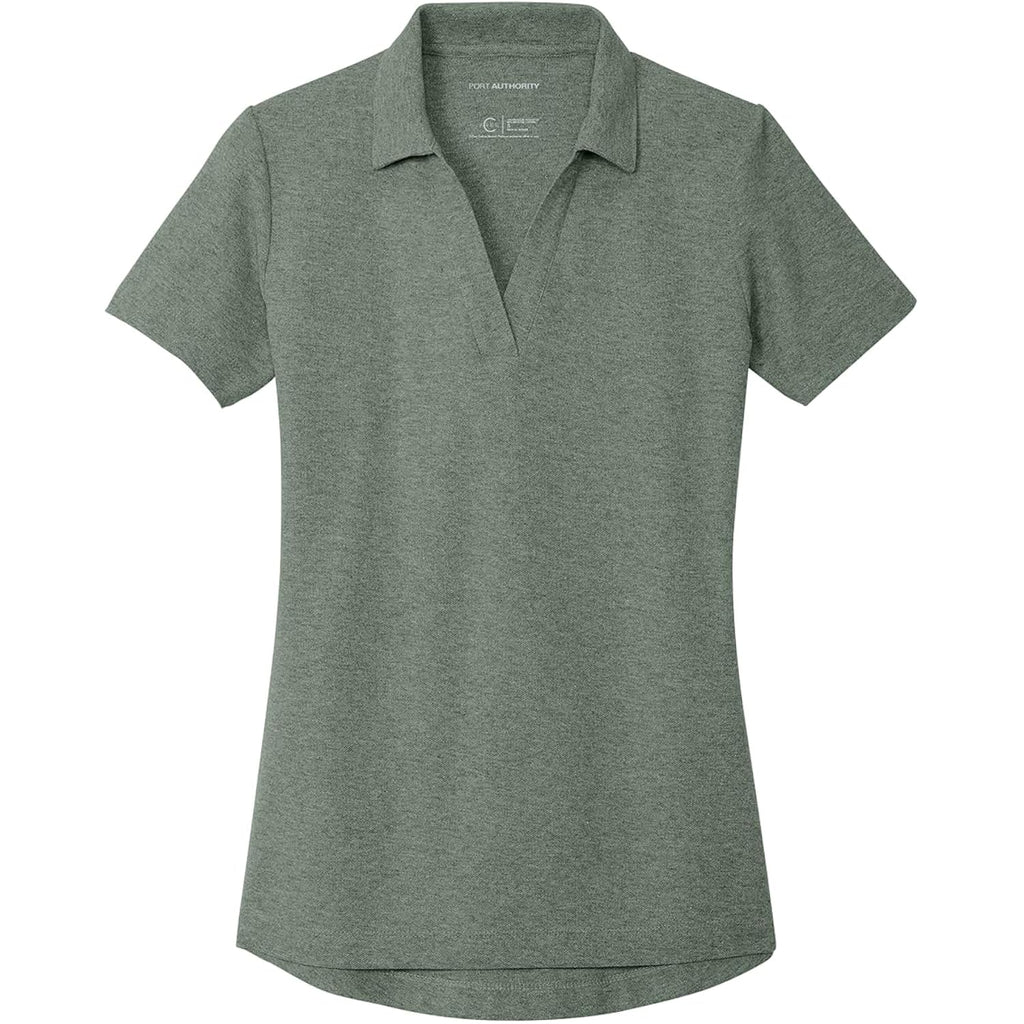 Women's Cotton Blend Pique Short-Sleeve V-Neck Polo Shirt
