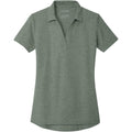 Women's Cotton Blend Pique Short-Sleeve V-Neck Polo Shirt