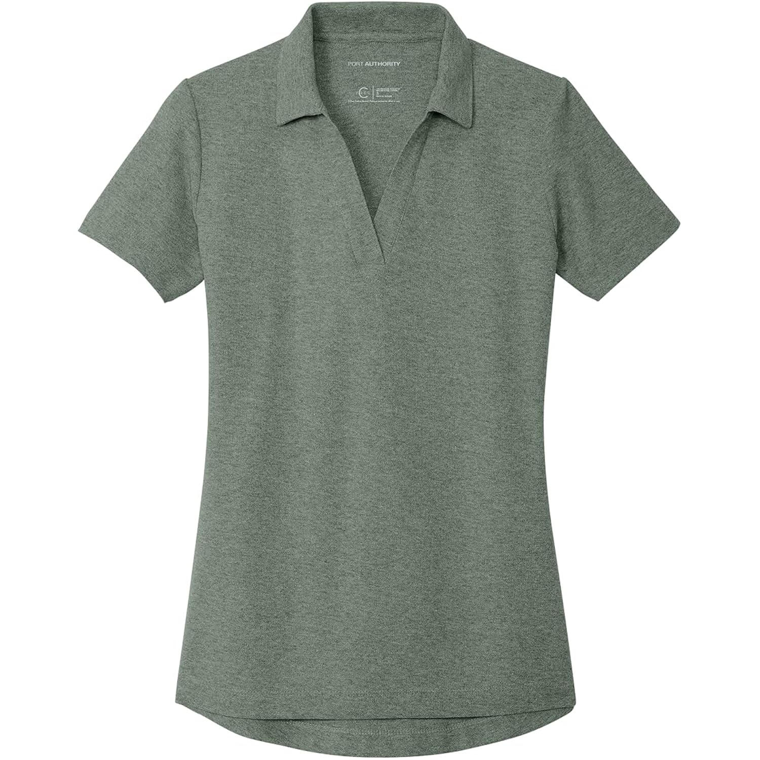 Women's Cotton Blend Pique Short-Sleeve V-Neck Polo Shirt