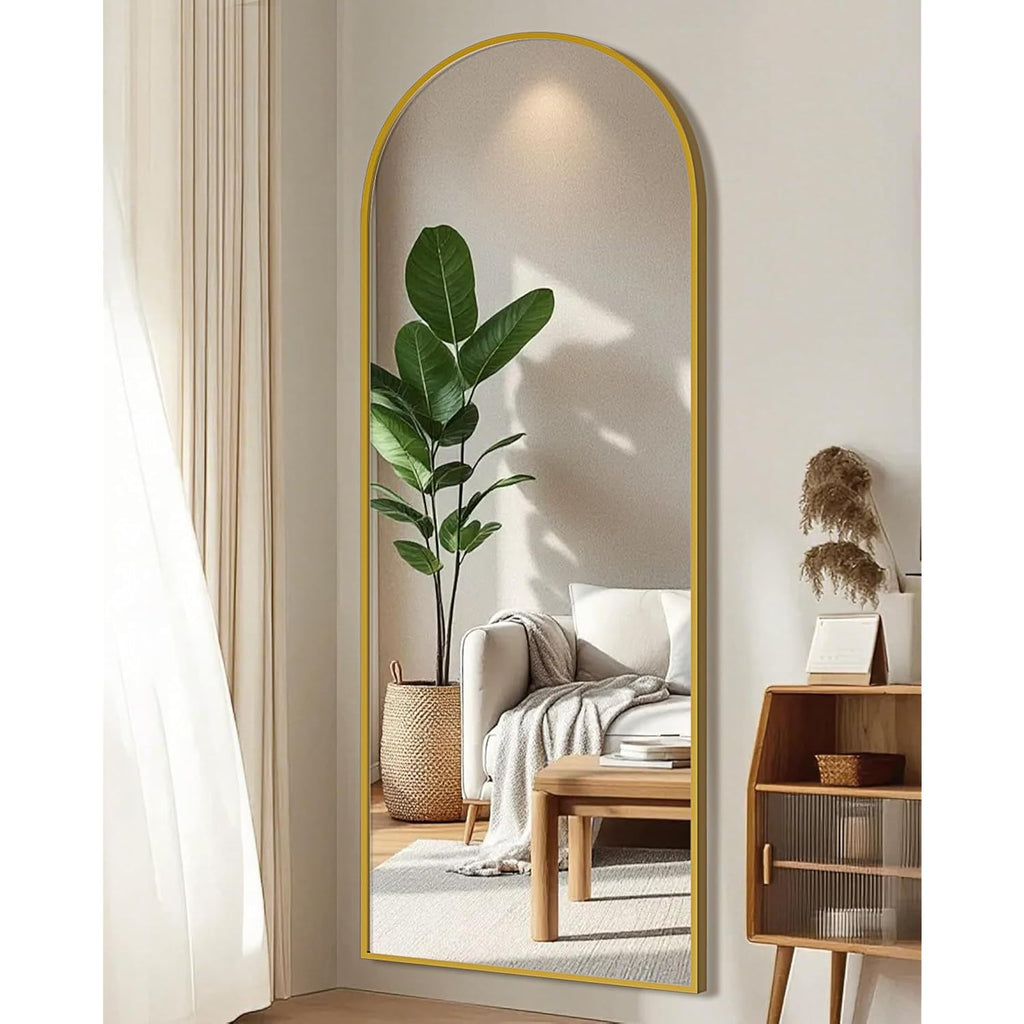 59"X16" Floor Mirror Full Length, Arched Full Length Mirror With Stand, Full Body Mirrors For Bedroom Living Room Or Cloakroom Gold