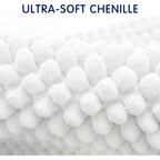 SUBRTEX Bathroom Rugs Chenille Bath Rug Soft Short Plush Bath Mat Soft Shower Mat Water Absorbent Shower Mat Quick Dry Machine Washable(White,18" x 24")