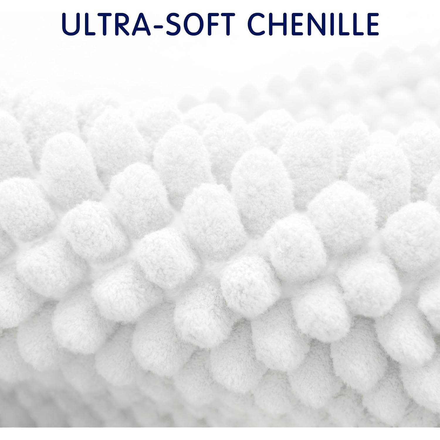 SUBRTEX Bathroom Rugs Chenille Bath Rug Soft Short Plush Bath Mat Soft Shower Mat Water Absorbent Shower Mat Quick Dry Machine Washable(White,18" x 24")