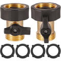 2 Pack Garden Hose Shut Off Valve, Easy Grip Rubber Handle | 3/4" Heavy Duty Solid Brass Fittings Water Hose Shutoff Valve With 4 Pcs Hose Washers