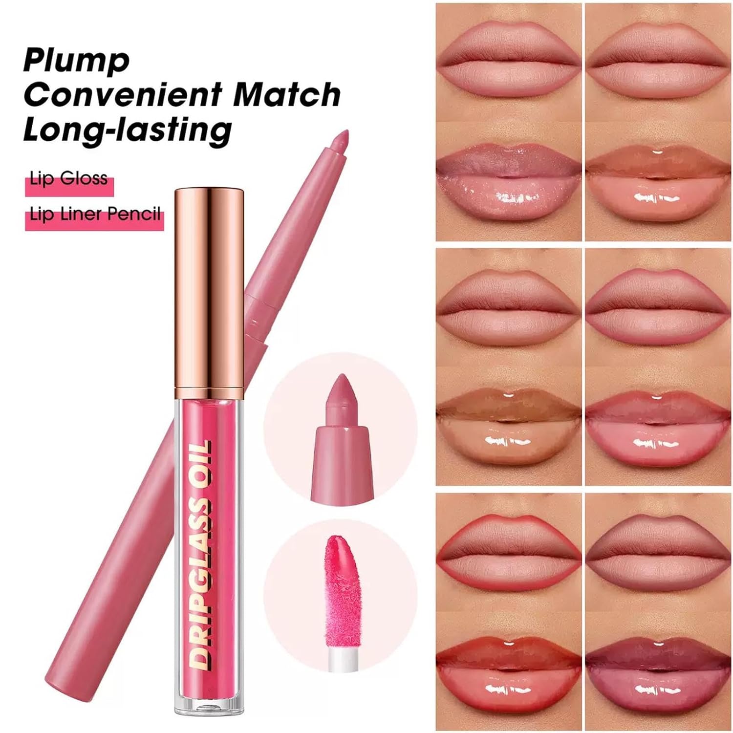 Pink Lip Liner Waterproof Lip Kit With Lip Liner and Gloss Long Lasting Pluming Smudge proof Highly Pigmented Lip Liner Set with Lipgloss (09# Pink)
