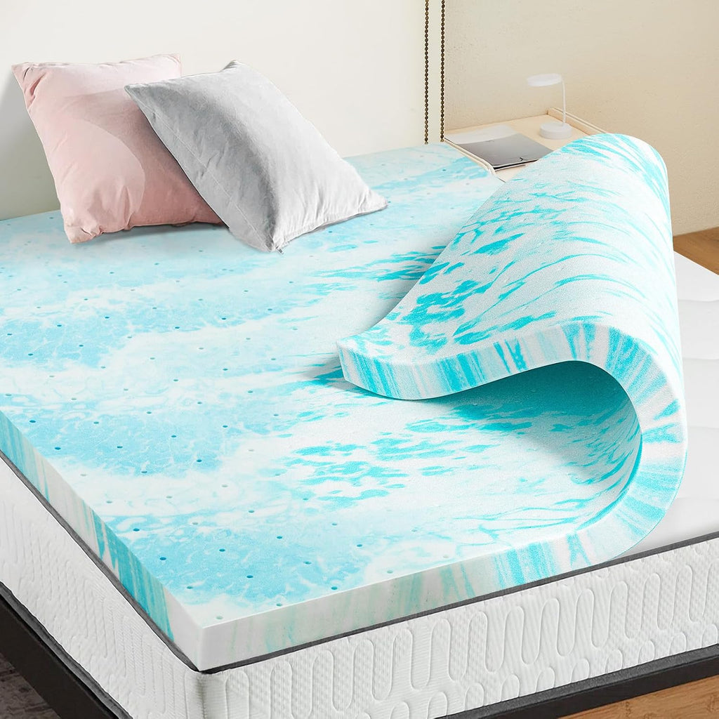 Newbulig 3 Inch Full Memory Foam Mattress Topper, Gel Foam Mattress Topper For Pressure Relief, Ventilated Design Bed Topper In A Box, Certipur-Us Certified