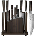 15-Piece Kitchen Knife Set With Magnetic Block, New For 2026, Detachable Steak Knife Block For Table Service, Built-In Sharpener, Wood Handle, Damascus Pattern, Housewarming Gifts
