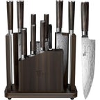 15-Piece Kitchen Knife Set With Magnetic Block, New For 2026, Detachable Steak Knife Block For Table Service, Built-In Sharpener, Wood Handle, Damascus Pattern, Housewarming Gifts