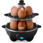 Dash Deluxe Egg Cooker - Boiler, Poacher & Steamer - Includes Measuring & Recipe Guide - Dishwasher Safe - BPA Free - Holds 12 Eggs, Black