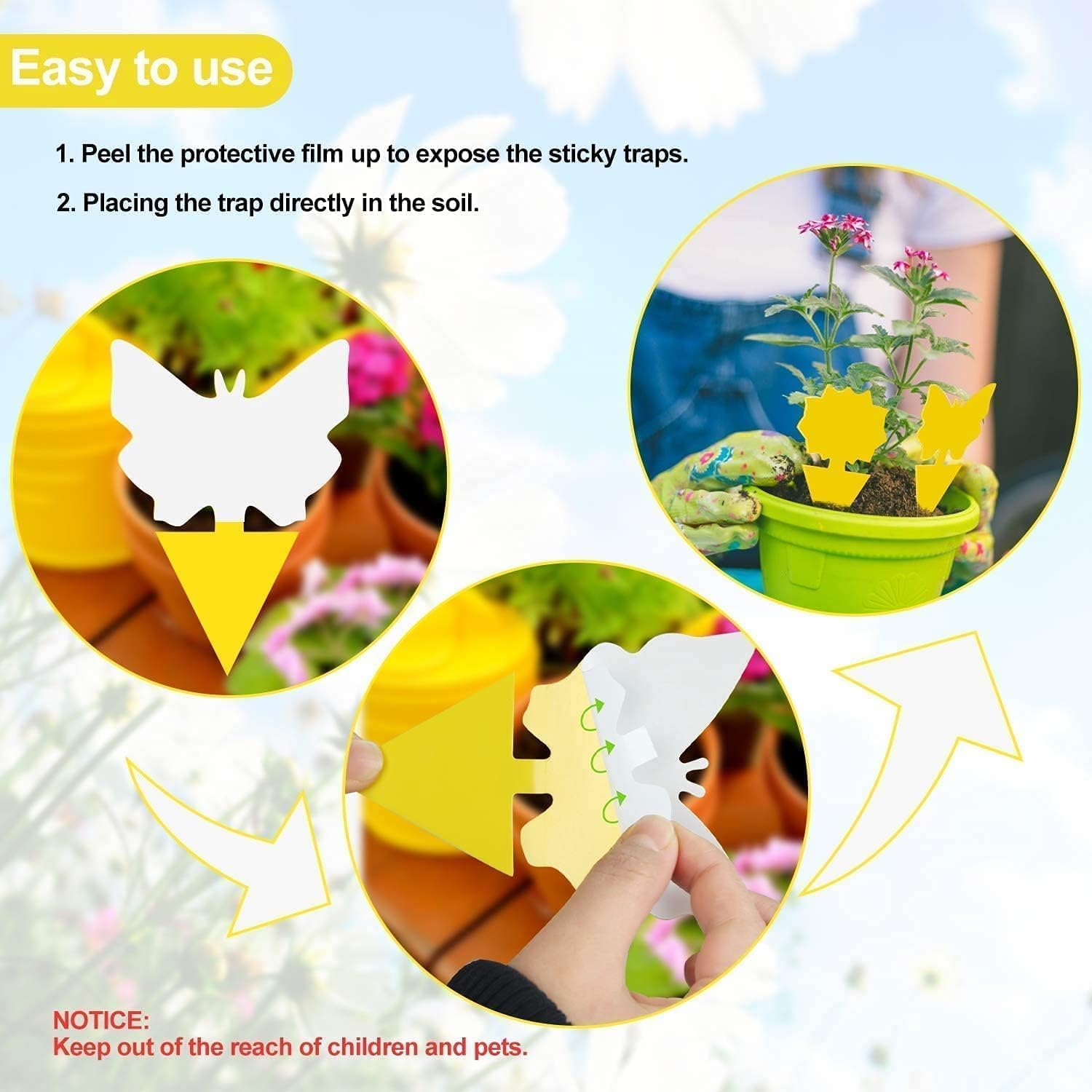 Lfsys 64 Pcs Sticky Traps For Gnat, Yellow Sticky Fruit Fly Traps For Indoors Plants, Indoor Safe For Gnat, Fruit Fly, White Fly, Aphid, Leaf Miner