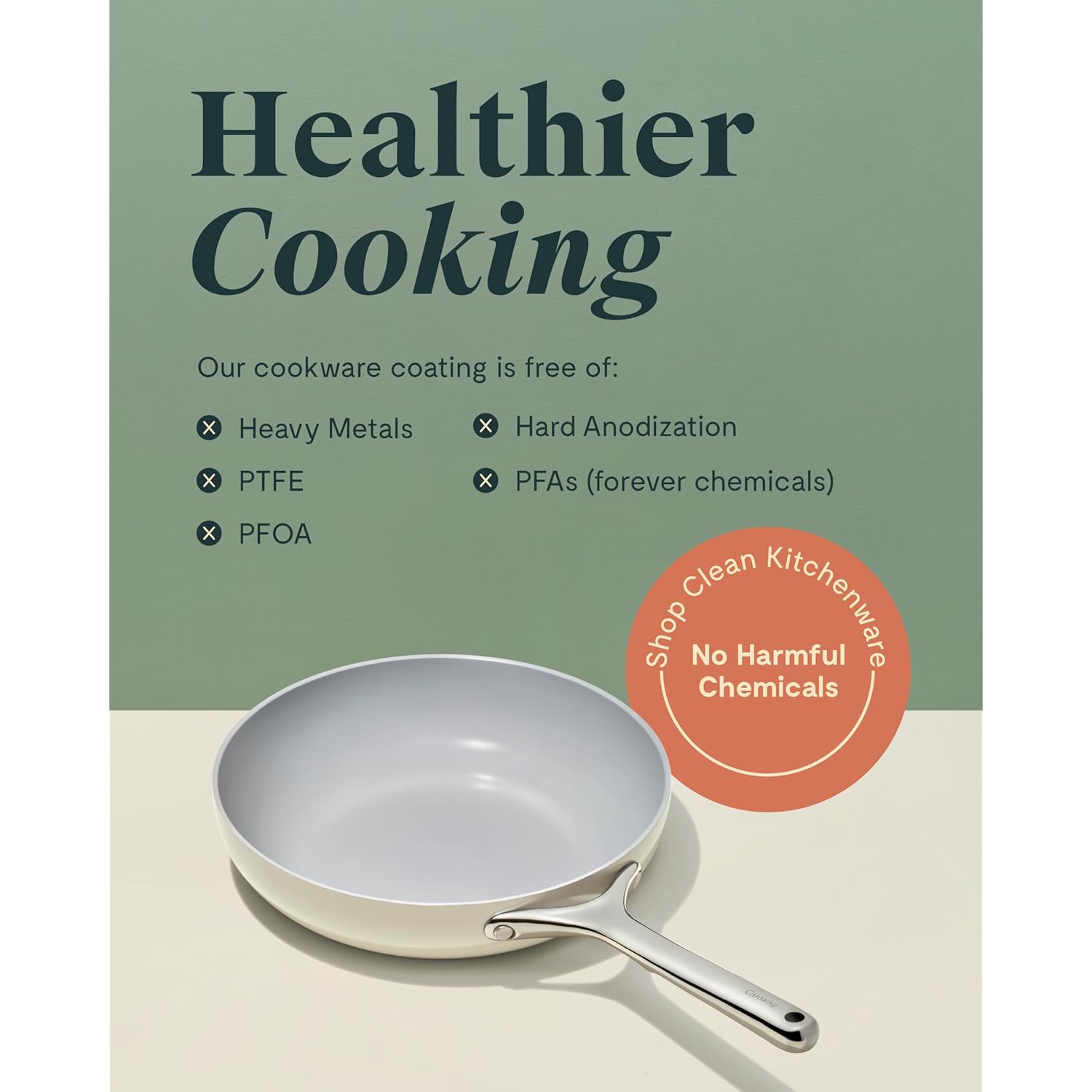 Caraway Nonstick Ceramic Mini Fry Pan (1.05 qt, 8") - Non Toxic, PTFE & PFOA Free - Oven Safe & Compatible with All Stovetops (Gas, Electric & Induction) - Cream