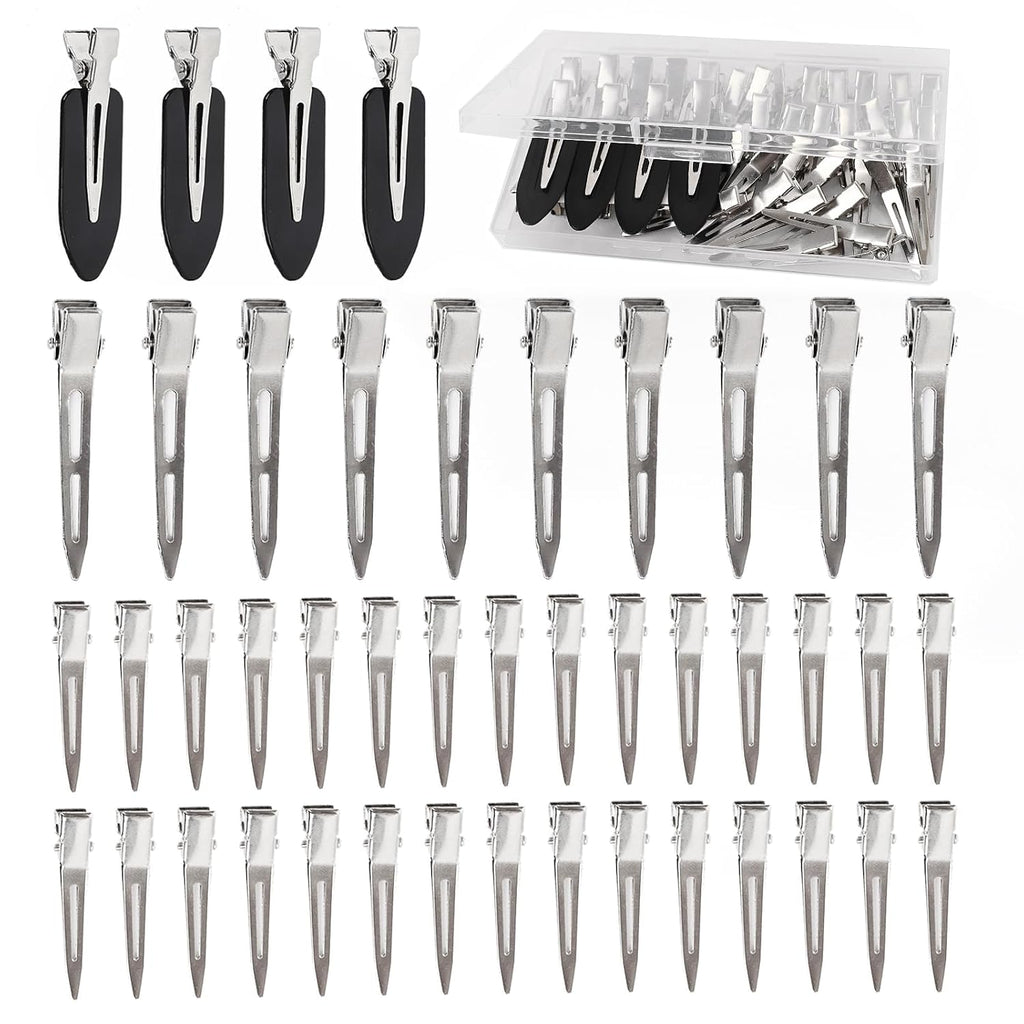 Hair Clips For Women Styling, 44Pcs Metal Duck Billed Pin Curl Clips, Hair Pins, Salon, Makeup, Hair Dyeing, Silver & Black
