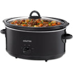 Gourmia Slow Cooker - 6 Quart Removable Ceramic Pot, Manual Controls With 3 Temperature Settings, Dishwasher Safe Crock And Glass Lid, Black