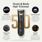 MANSCAPED® The Lawn Mower® 5.0 Ultra Groin & Body Hair Trimmer – Dual-Head SkinSafe® Trimmer & Foil Blades, Waterproof Wet/Dry Groomer, USB-C Rechargeable with Travel Case, Men’s Ball Shaver, Black