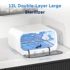 Yofuly Sterilizer for Esthetician, 12L Double-layer Large Sterilizer for Nail Tools, Multi-Functional Nail Cleaner Box, Large Capacity Cleaning Cabinet for Home Use, Barbers, Beauty Salons, and Spas