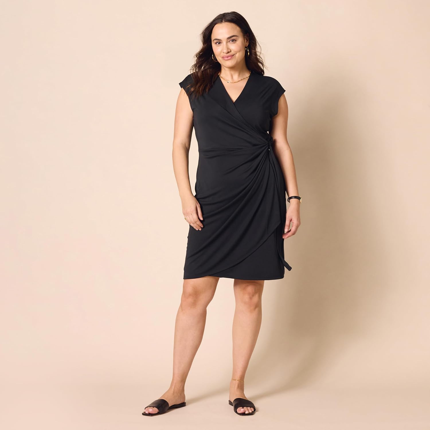 Amazon Essentials Women'S Classic Cap Sleeve Wrap Dress With V Neck (Available In Plus Size)