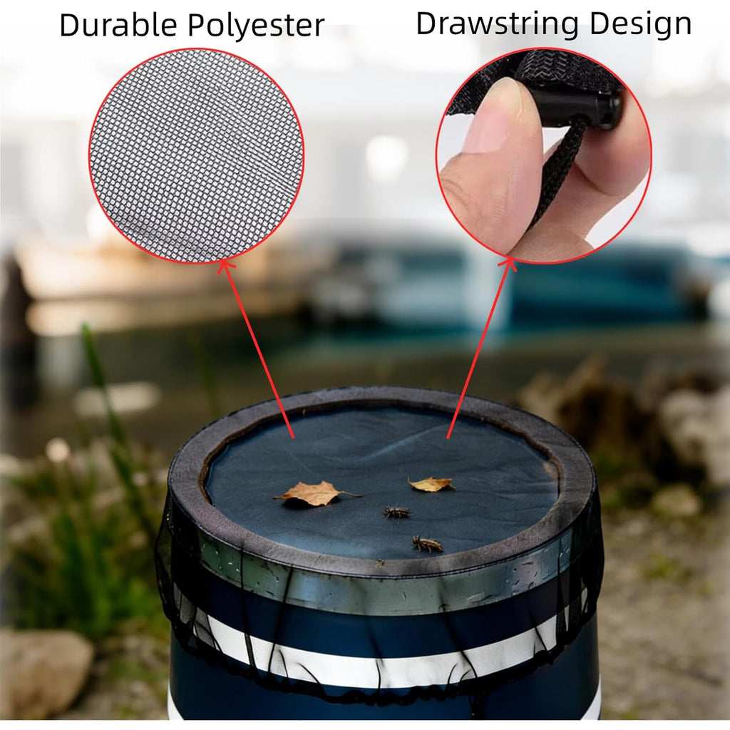 2-Pack Mesh Cover For Rain Barrels, 39 Inch Debris Cover With Drawstring, Outdoor Water Collection Bucket Protector Screen, Prevent Fallen Leaves For Garden, Yard, Eaves Downspouts