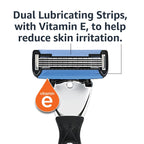 Amazon Basics 5-Blade MotionSphere Men's Razor with Dual Lubrication, Vitamin E, Precision Trimmer, 1 Handle & 16 Cartridges, Black