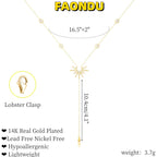 Lariat Long Necklace for Women Trendy Layered Y Necklace Dainty Pendant Drop Dangle Necklace Y-Shaped Necklace Simple CZ Necklace for Women Jewelry